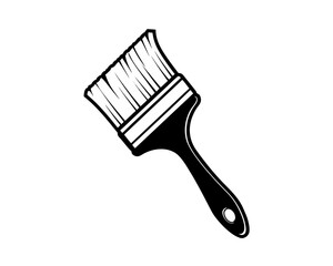 3d paint brush icon black and white image of paint on white background