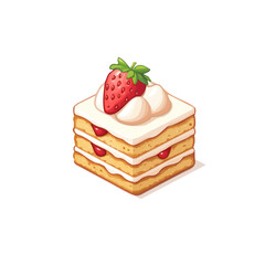 Strawberry Shortcake, flat 2D isometric cartoon vector image isolated on white background.