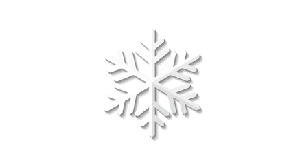 Fototapeta premium Clean minimalist snowflake design with subtle shadow effect on white background