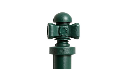 Green metallic valve with decorative top and screw mechanism 