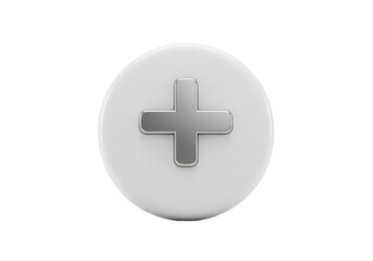 Isolated Medical Button Add Sign Plus Symbol, Metallic UI Element Graphic Design Element
