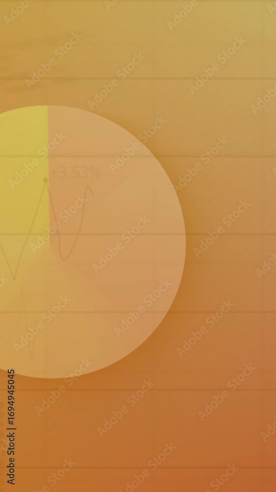 Poster animation of graphs and months name in circles over computer language in background