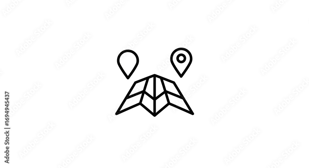 Poster minimalist map and location pin icons for navigation concepts