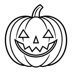 Minimal Halloween Pumpkin Jack-o’-Lantern Line Art Vector Isolated on White