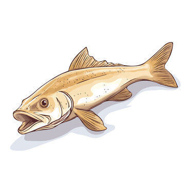 Haddock, 2D isometric flat cartoon vector illustration isolated on white background.