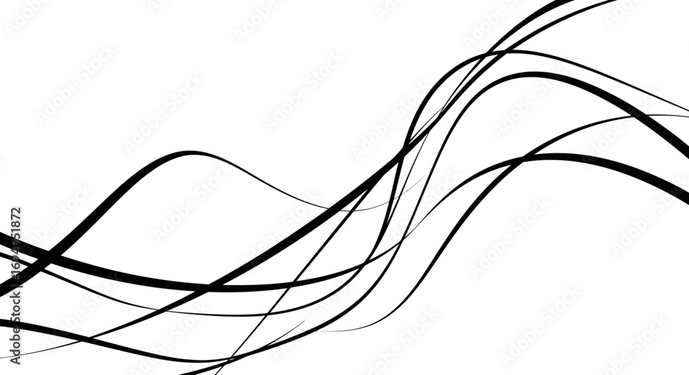 Aufkleber dynamic black and white abstract lines creating fluid motion