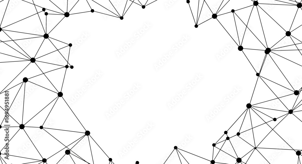 Aufkleber geometric network frame with connected nodes and lines on white background