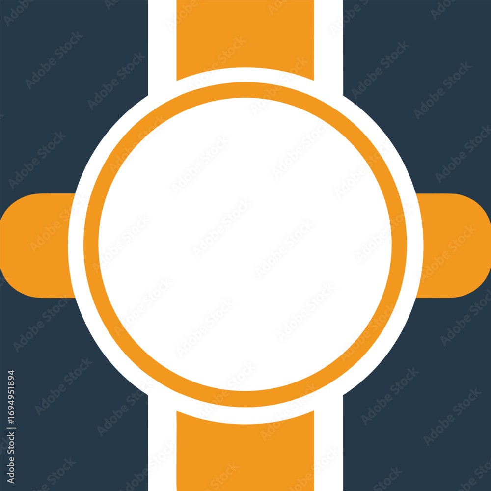 Poster navy orange and white abstract geometric background with circular element vector