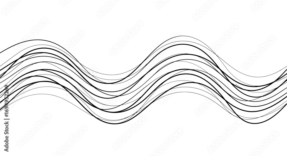 Poster abstract black wave pattern on white background in linear design