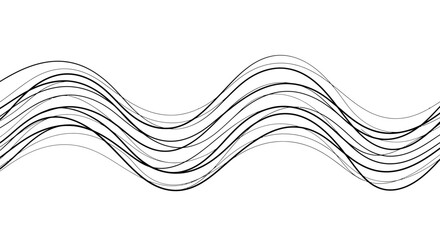 Abstract black wave pattern on white background in linear design