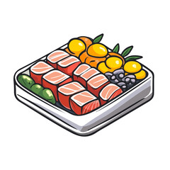 Surstromming, flat 2D isometric cartoon vector image isolated on white background.