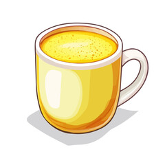 Turmeric Latte, 2D isometric flat cartoon vector illustration isolated on white background.