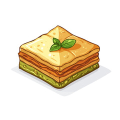 Baklava, vector graphic, 2D flat isometric cartoon illustration on white background.
