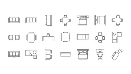 CAD Furniture Blocks | Mobiliario Plan View Vector for Architecture and Interior Design