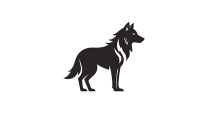 Fototapeta premium A captivating silhouette of a wolf, standing proudly against a plain white background.