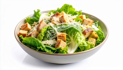 Delicious Caesar Salad with Croutons and Parmesan Cheese.