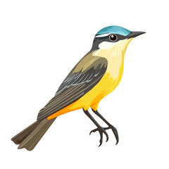 Kingbird, vector graphic, 2D flat isometric cartoon illustration on white background.
