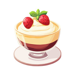 Pudding, 2D isometric flat cartoon vector illustration isolated on white background.