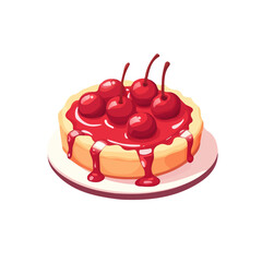 Cherry Pie, cartoon vector illustration, flat 2D isometric style, white background.