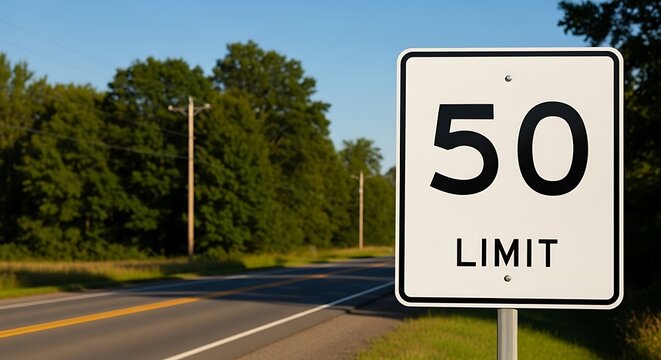 50mph Speed Limit Road Sign.