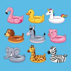 Whimsical Pool Floats A Fun Collection of Cartoon Animal Designs for Summer Fun and Leisure