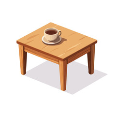Coffee Table, vector graphic, 2D flat isometric cartoon illustration on white background.
