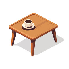 Coffee Table, flat 2D isometric cartoon vector image isolated on white background.