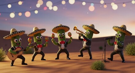 Cactus Mariachi Band Desert Sunset.