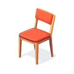 Dining Chair, cartoon vector illustration, flat 2D isometric style, white background.