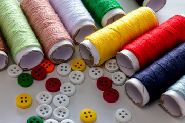 Colorful Sewing Accessories on a white bacground 3