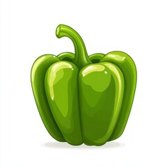 Fresh Green Bell Pepper Isolated on White Background for Recipes