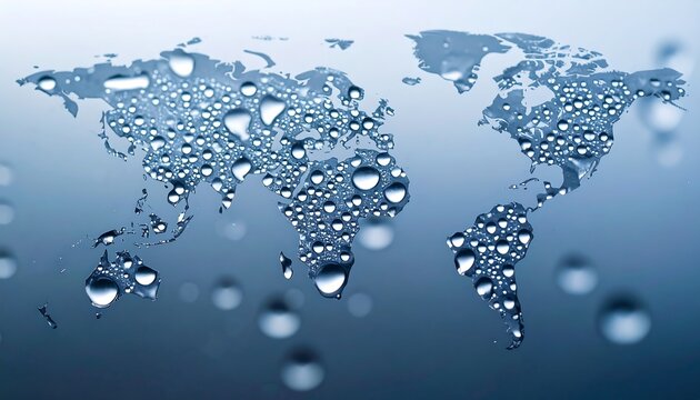 World map with water droplets