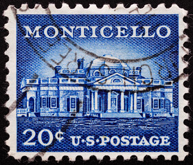 UNITED STATES OF AMERICA - CIRCA 1930.A stamp printed in USA shows image of the dedicated to the Monticello circa 1930.