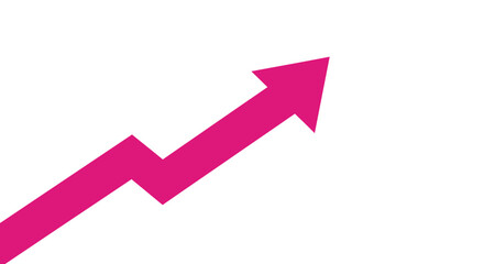 Pink arrow growth symbol on white background