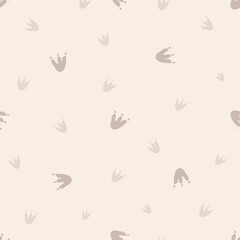 Dinosaur Footprints Seamless Pattern. Cute Dino Tracks Background