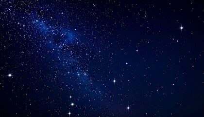 Obraz premium A breathtaking view of a vast celestial expanse. Countless shimmering points of light scattered across a deep, dark indigo canvas, creating an ethereal, otherworldly scene. 