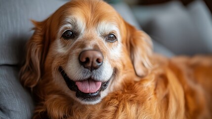 Happy Golden Retriever Portrait with Warm Natural Lighting
