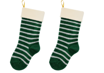 Isolated matching Christmas stockings, holiday decoration, festive tradition at yuletide