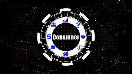 Consumer concept with icons in a circular interface