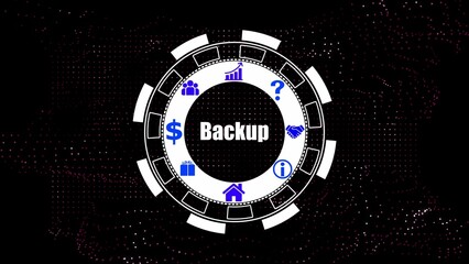 Digital gear with backup text and icons technology