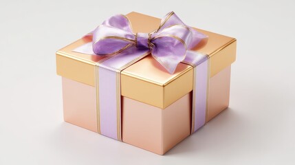 gift box with satin ribbon isolated on pure white photorealistic background