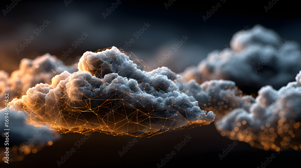 Aufkleber cloud computing, global network, and future technoloy for communication, netwoking or ai. clouds, li