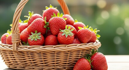 Fresh Strawberries in Basket Outdoors. (1)
