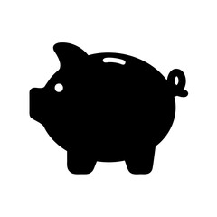 Black silhouette of a piggy bank, symbol of money and savings