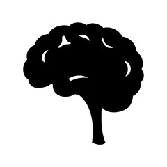 Stylized black and white illustration of a human brain anatomy icon
