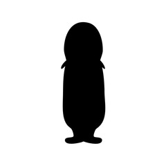 Silhouette of a whimsical penguin with a rounded head and small wings