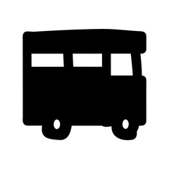 Cartoon silhouette of a retro style recreational vehicle or travel bus