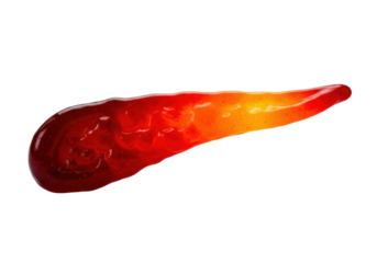Abstract molten metal stroke, tapered, glowing fiery reds, oranges, gold, on transparent background with subtle shadows, studio macro shot, cinematic lighting, raw elemental energy concept