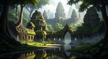 Jungle Temple Ruins Sunrise.