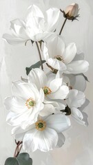 A close-up of a bouquet of white flowers, showcasing intricate details and a serene mood.